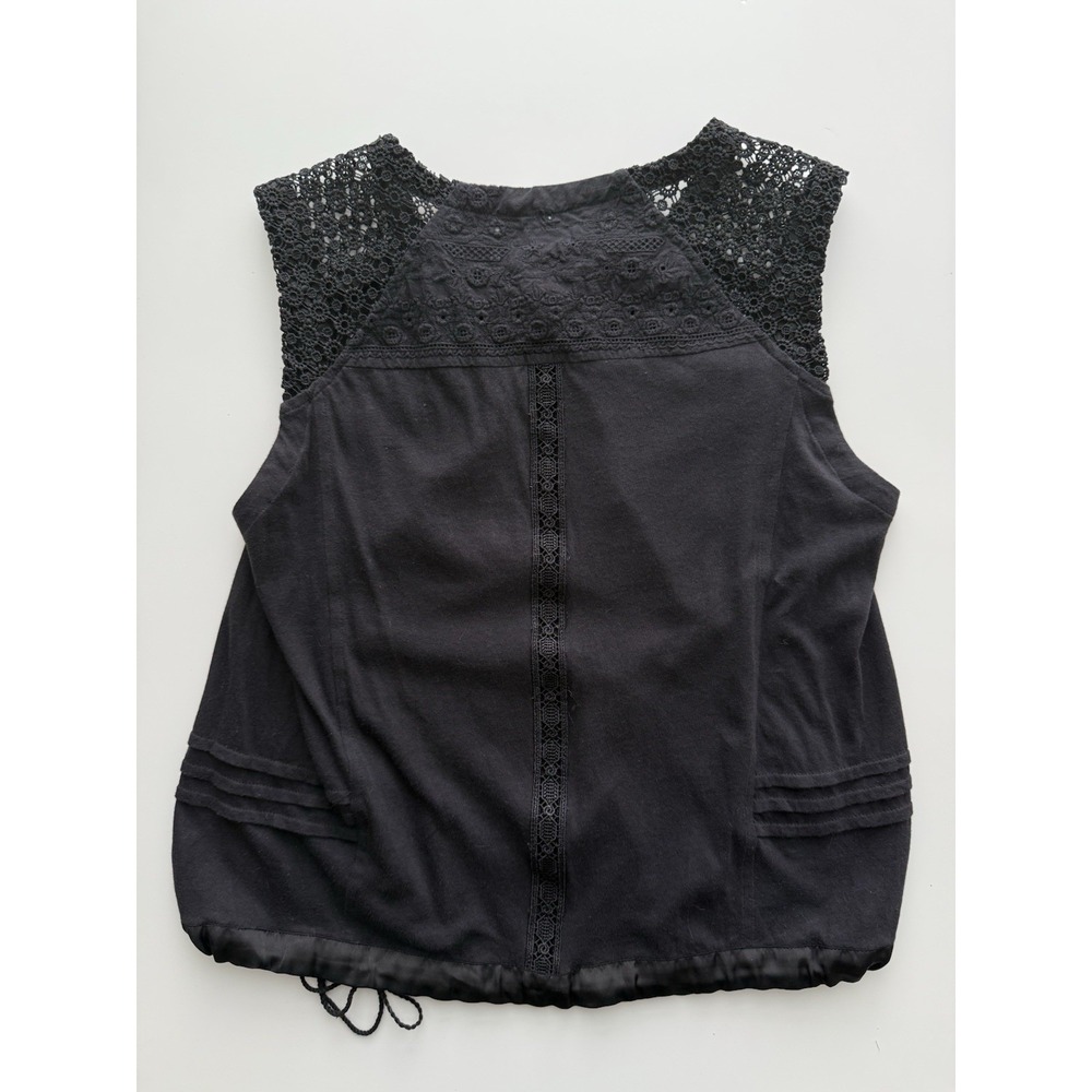 Anthropologie Black Eyelet Crotchet Blouse Womens Small Cottagecore Feminine - Picture 4 of 8